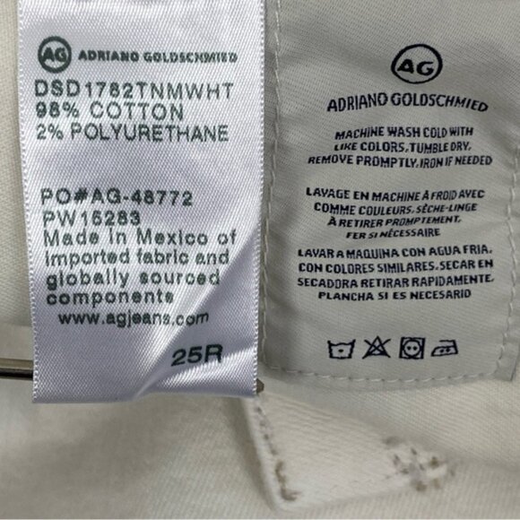 AG Adriano Goldshmied Jeans Isabelle Button Up White High Rise Crop Sz 25R - Picture 8 of 12